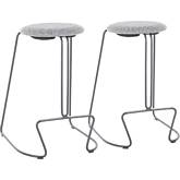 Finn 26" Counter Stool in Charcoal Grey Fabric & Grey Steel (Set of 2)